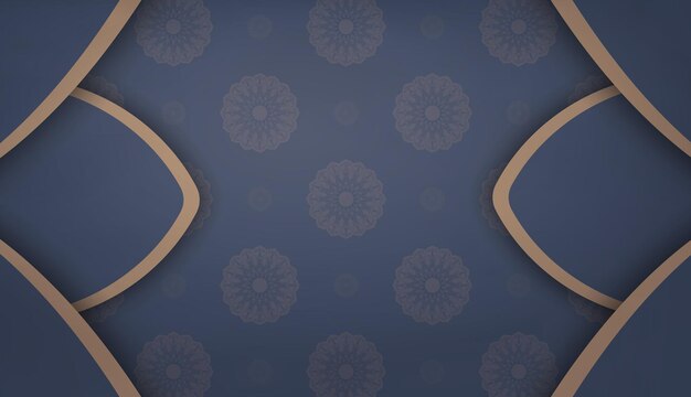 ロゴまたはテキストの下のデザインのためのギリシャの茶色のパターンと青のバナー