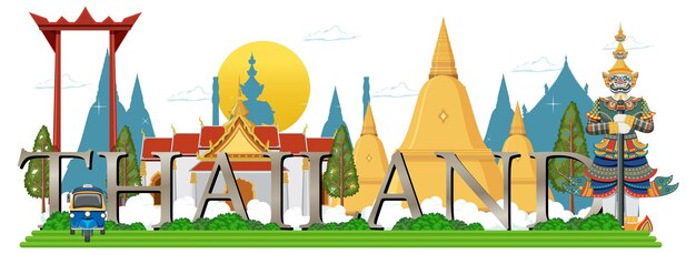 Бесплатное векторное изображение Достопримечательности бангкока таиланда