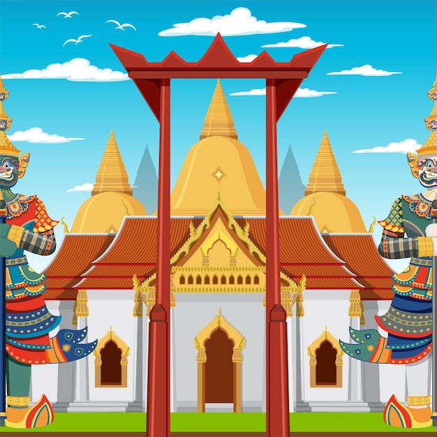 Free vector bangkok thailand landmark background