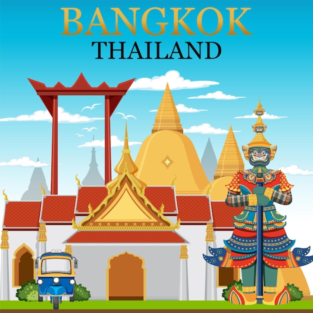 Free vector bangkok thailand landmark banner