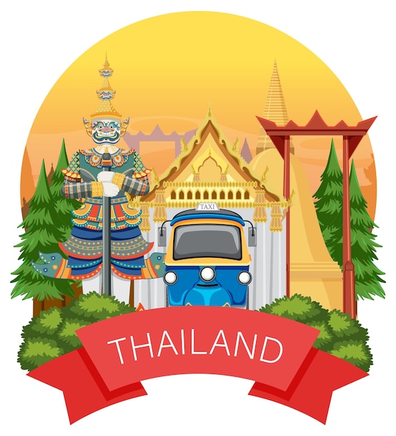 Bandiera di logo del punto di riferimento di bangkok tailandia