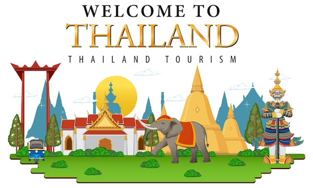 Bangkok thailand landmark logo banner