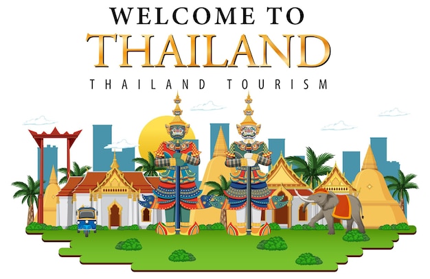 Бесплатное векторное изображение Бангкок таиланд ориентир логотип баннер