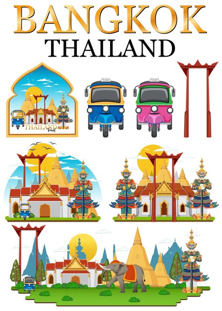 Bangkok thailand landmark logo banner