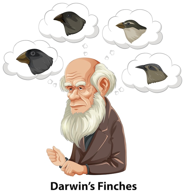 Free vector bangkok thailand may 25 2023 caricature of charles darwin