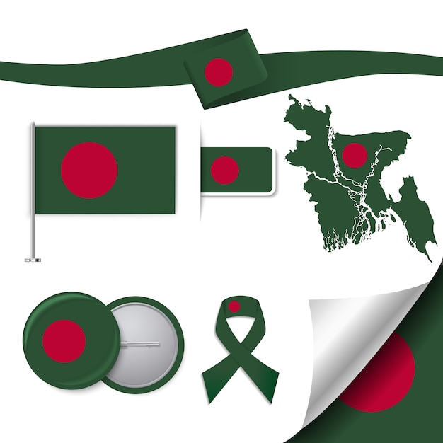Vettore gratuito raccolta di elementi rappresentativi bangladesh