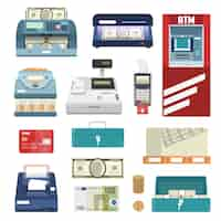 Free vector bank attributes icon set