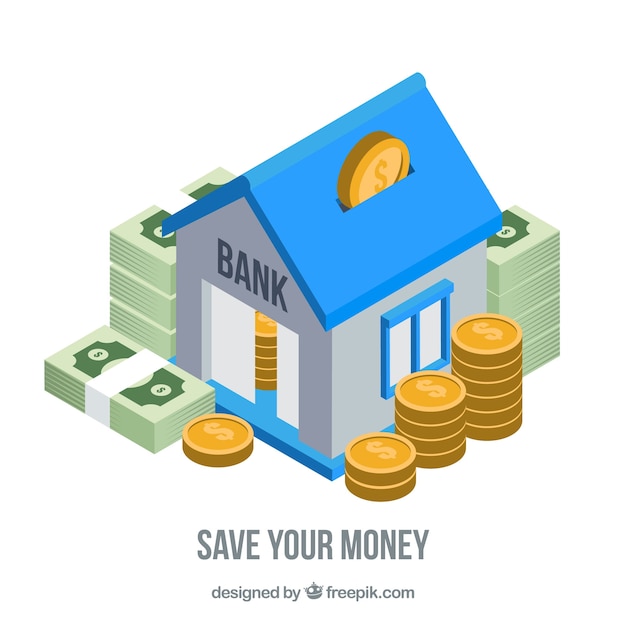 Bank background with savings
