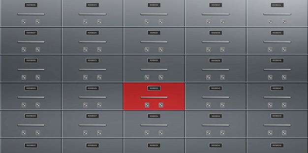 Bank deposit safe boxes wall realistic vector