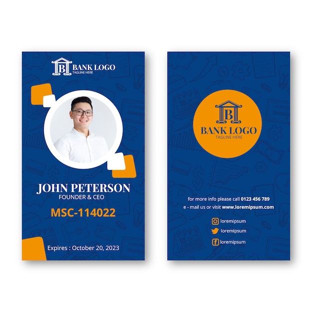 Free vector bank and finance id card template