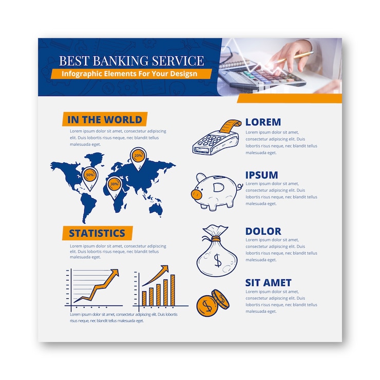 Free Vector bank and finance infographic template