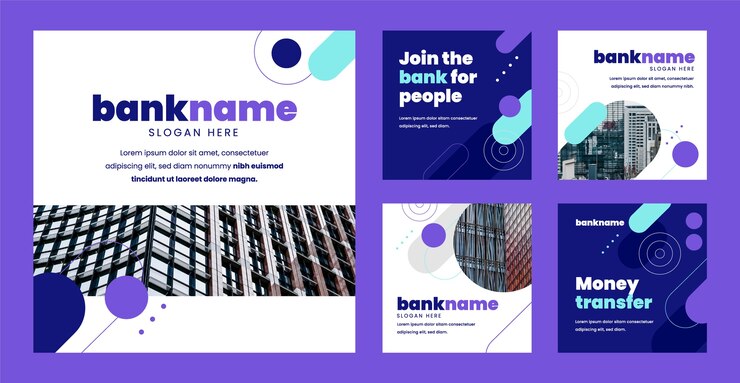 Free Vector bank and finance instagram posts collection