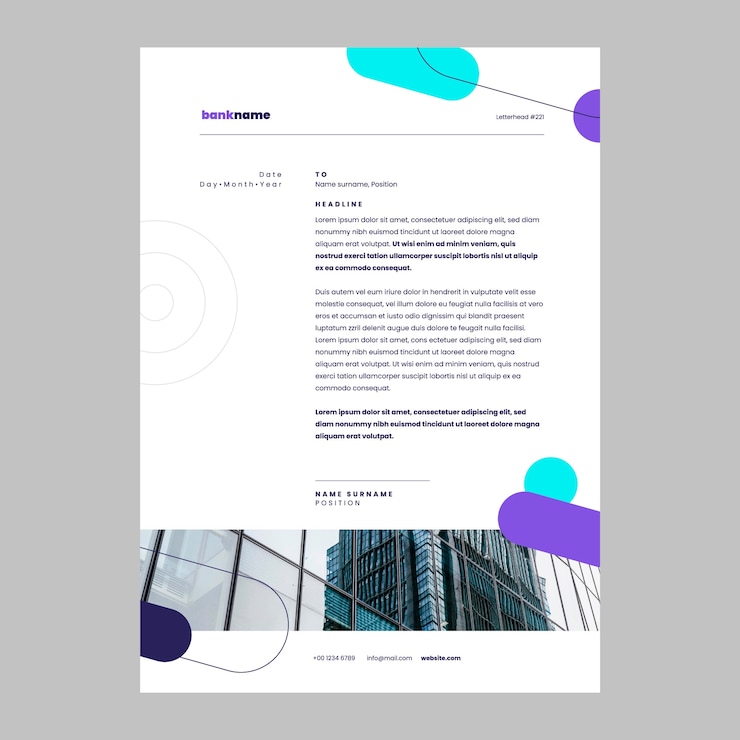 Free Vector bank and finance letterhead template