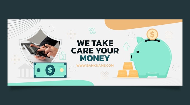 Free vector bank and finance social media cover template