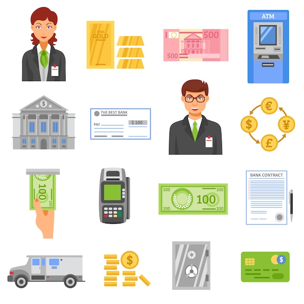 Free vector bank isolated color icons