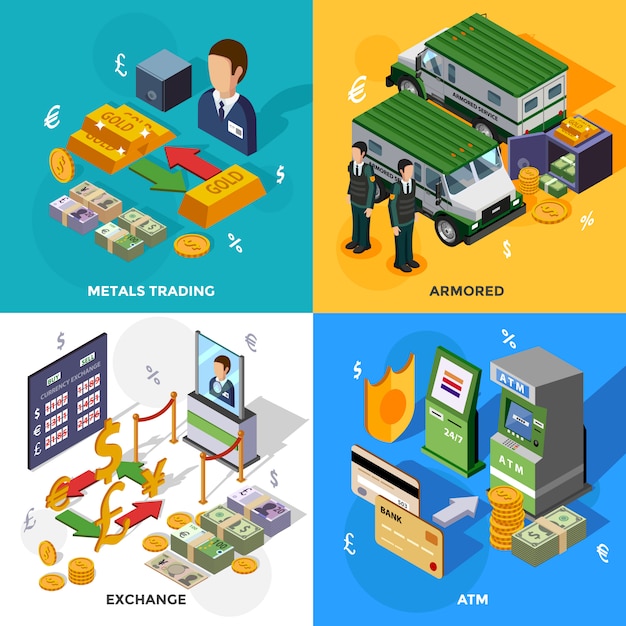 Bank isometric design concept