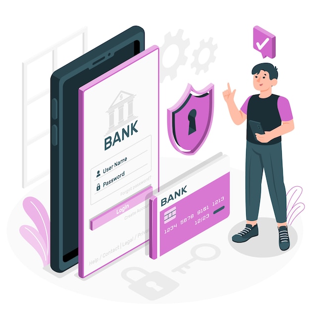 Free vector bank login concept illustration