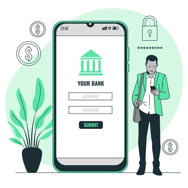 Bank login concept illustration