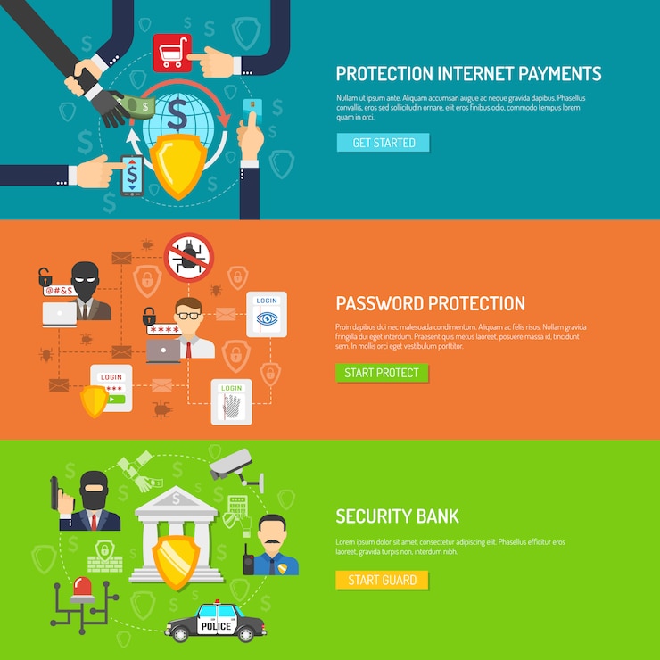 Free Vector bank security horizontal banners set