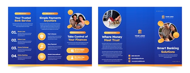 Free vector bank service concept brochure template