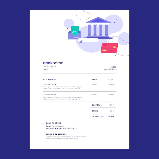 Bank service concept invoice template