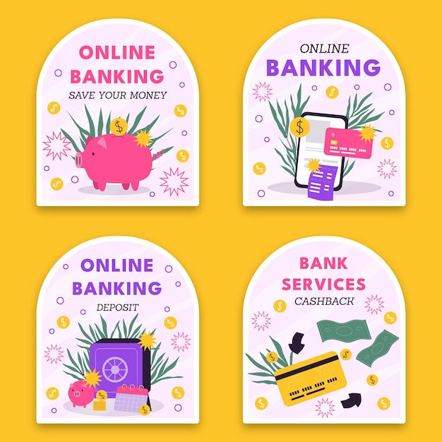 Bank service concept labels template