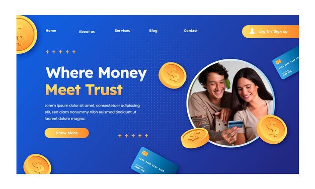 Bank service concept landing page template