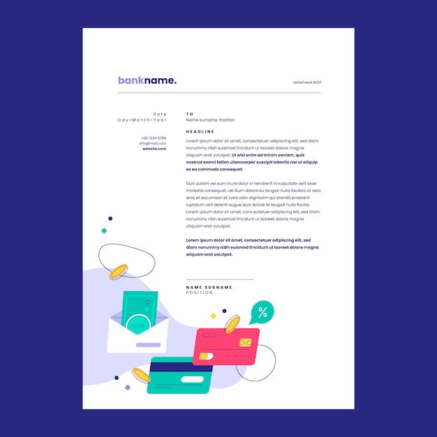 Free vector bank service concept letterhead template