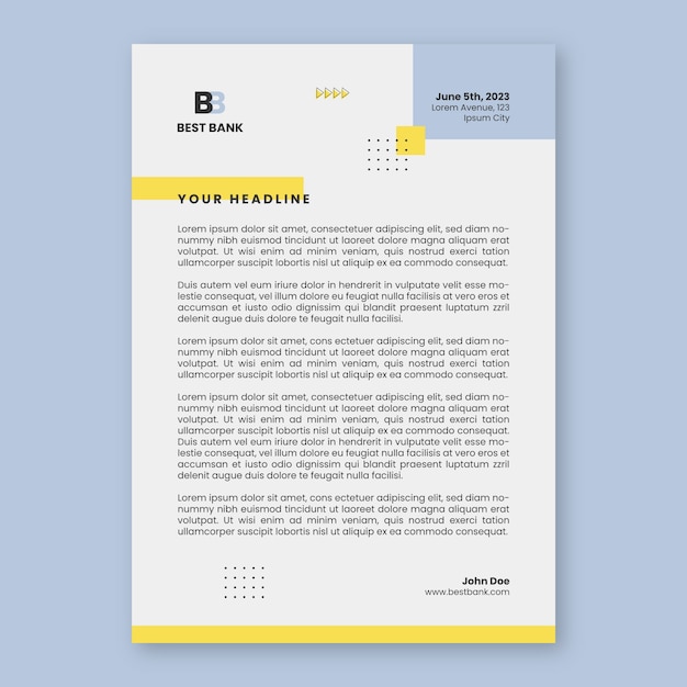 Bank service concept letterhead template