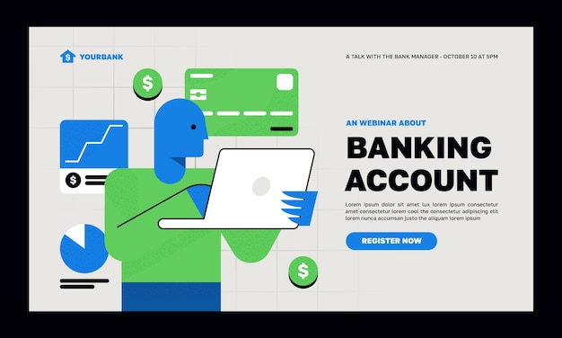 Free vector bank service concept webinar template