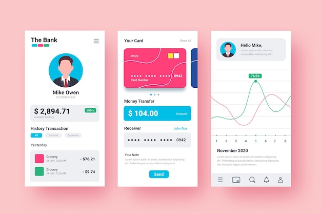 Banking app interface concept