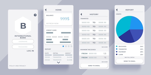Free vector banking app interface concept