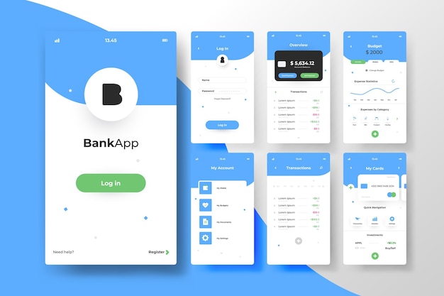 Free vector banking app interface concept