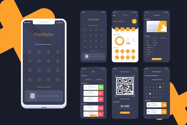 Free vector banking app interface concept