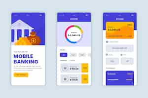 Free vector banking app interface pack