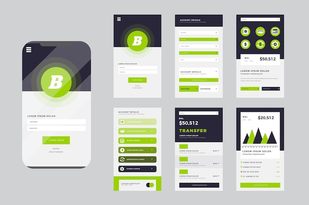 Banking app interface set