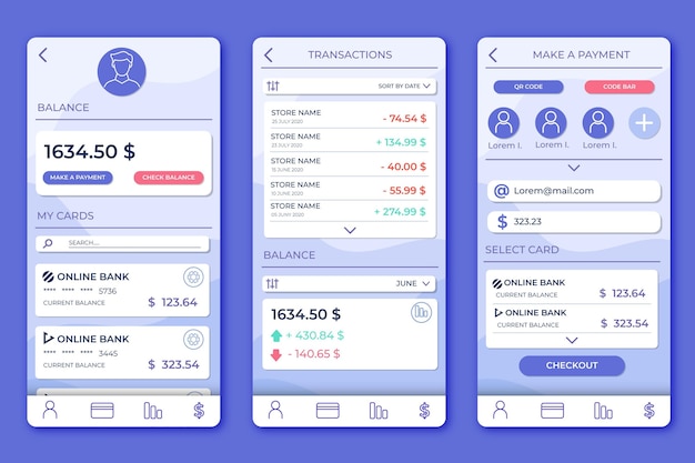 Free vector banking app interface style