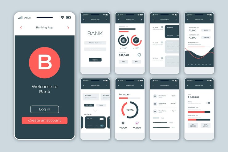 Free Vector banking app interface