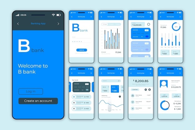 Free vector banking app interface