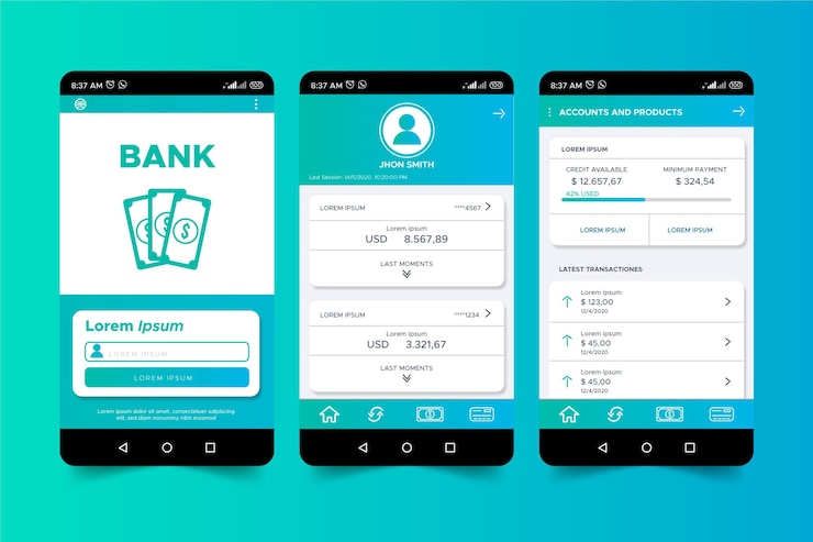 Free Vector banking app interface