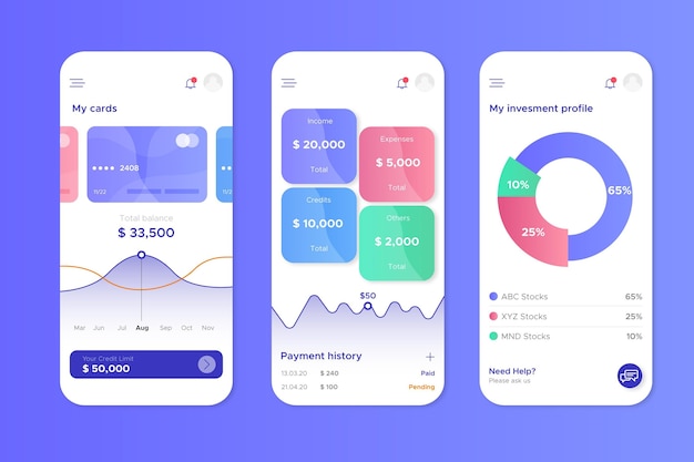 Free vector banking app interface