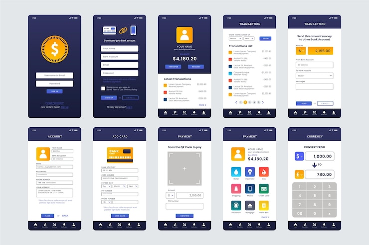 Free Vector banking app interface