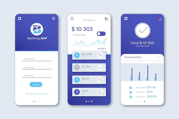 Free Vector banking app interface