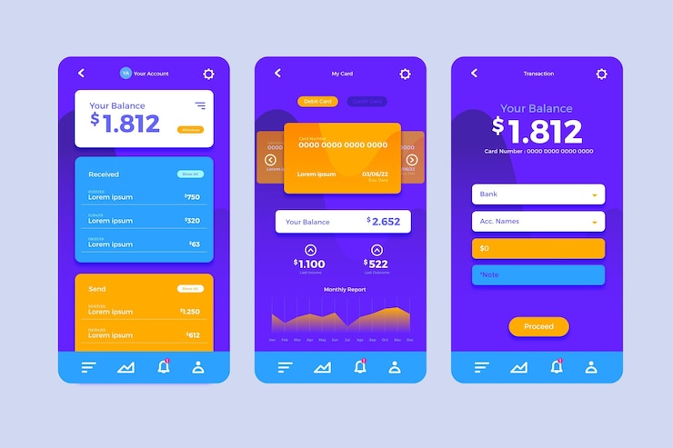 Free Vector banking app interface