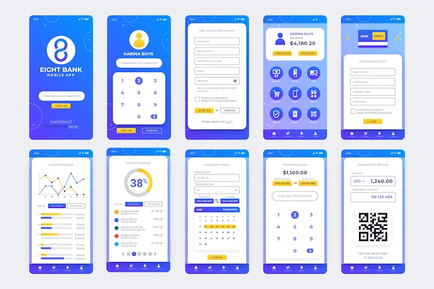 Free vector banking app interface