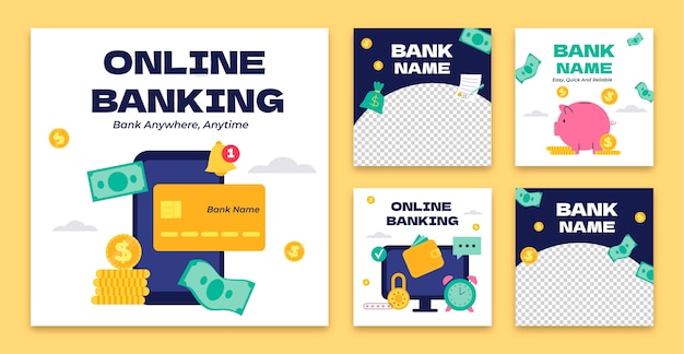 Free vector banking business instagram posts