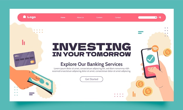 Free vector banking business landing page template
