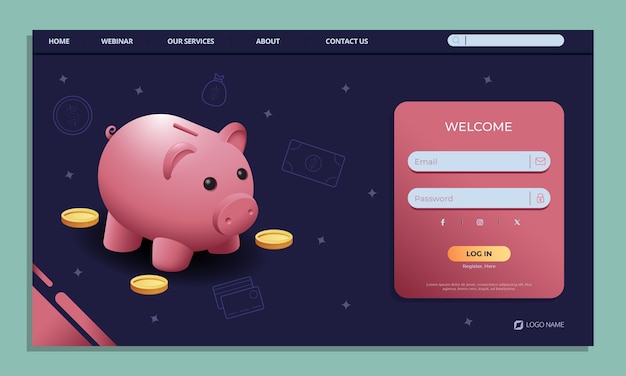 Free vector banking business landing page template