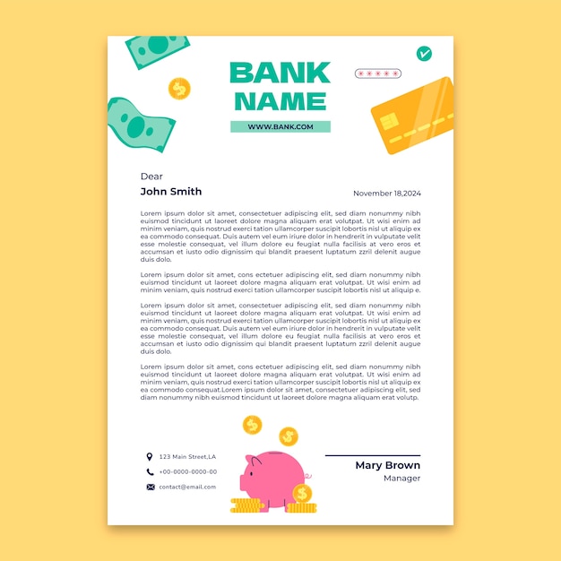 Banking business letterhead template
