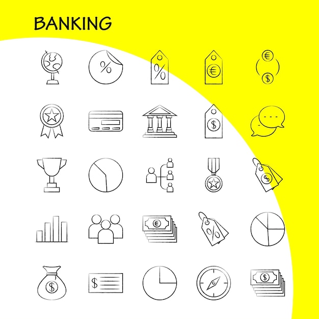 Free vector banking hand drawn icon for web print and mobile uxui kit such as achievement award first medal prize achievement award first pictogram pack vector